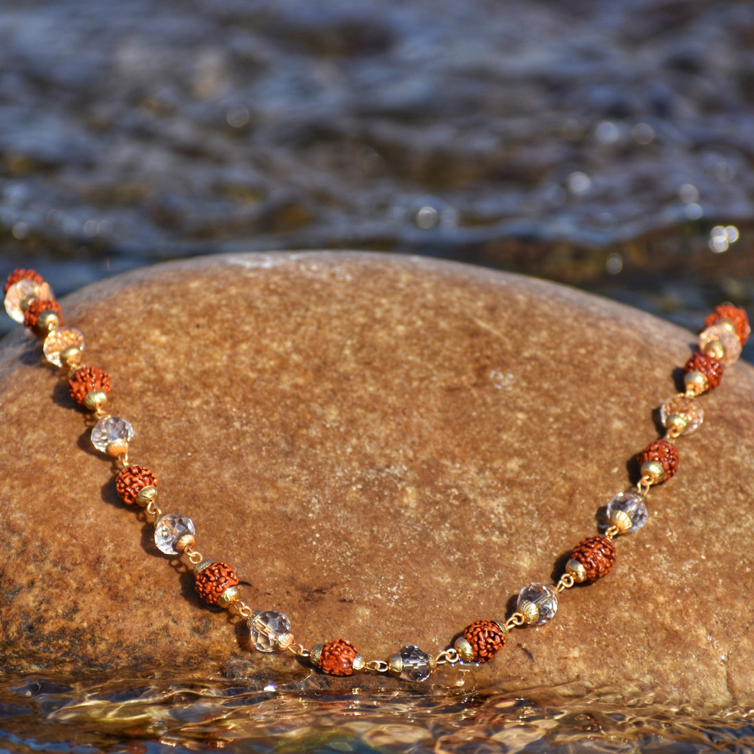 Golden Glow – Rudraksha & Crystal Jaap Mala
