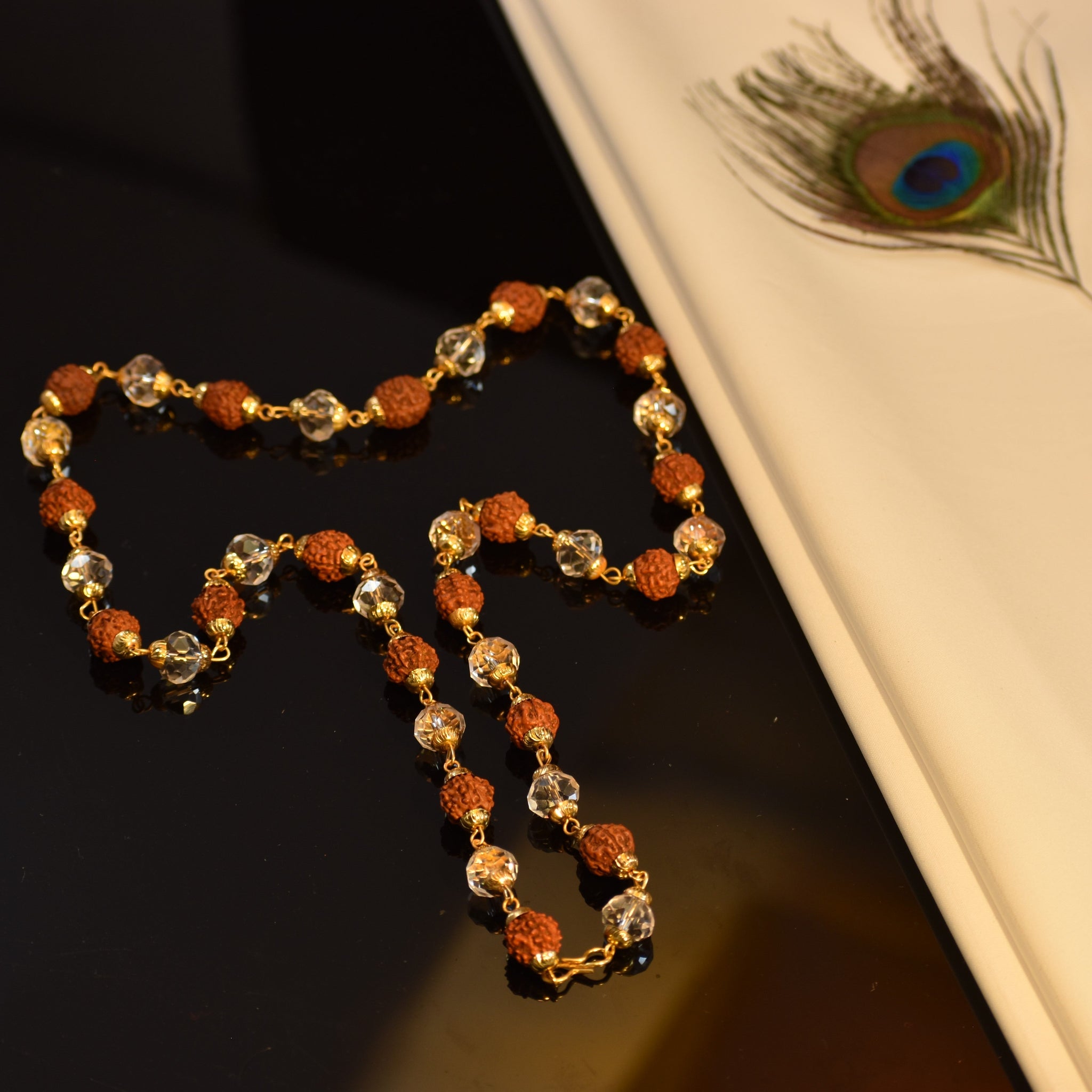 Golden Glow – Rudraksha & Crystal Jaap Mala
