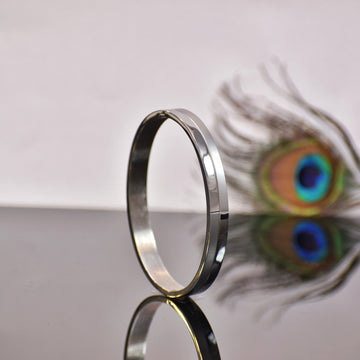Stainless Steel Dual Finish Spiritual Openable Oval Kada