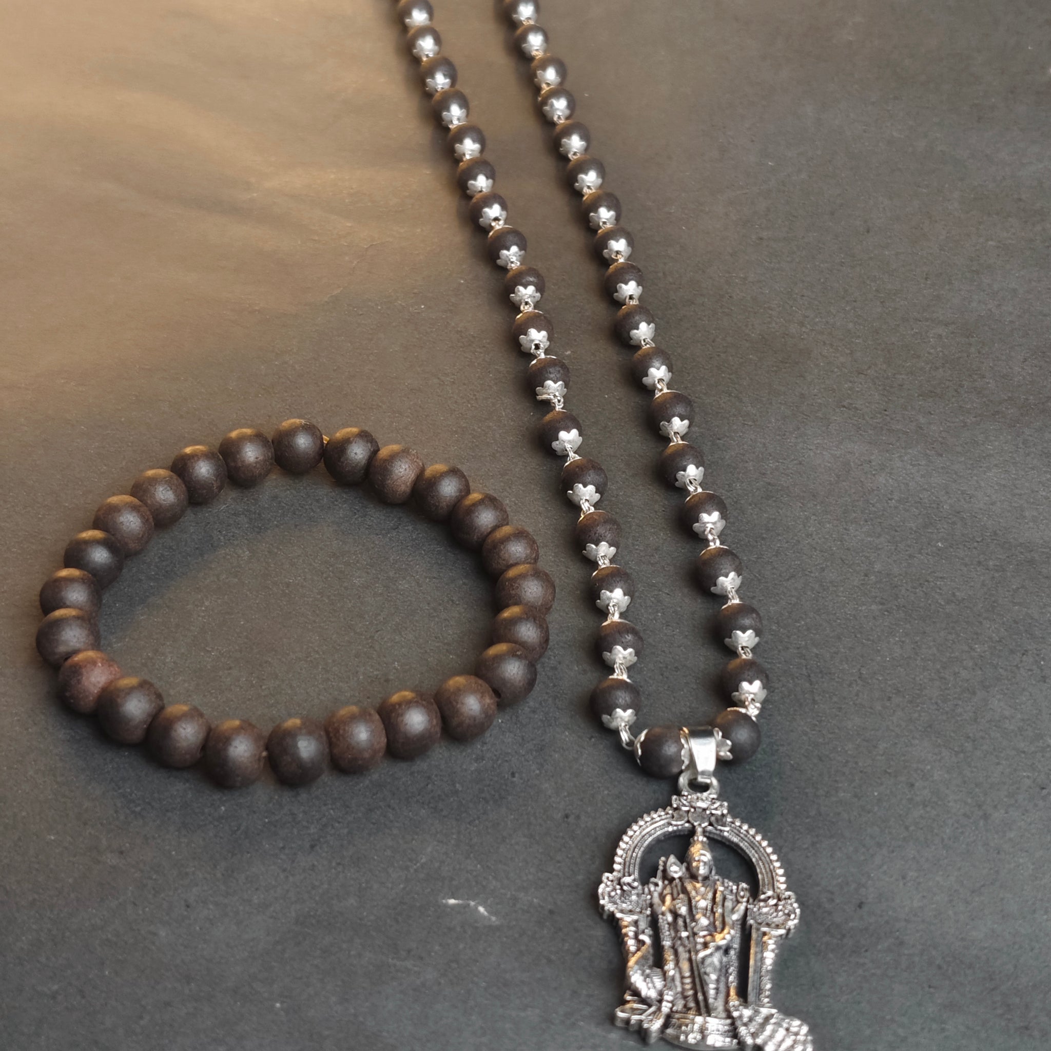 Murugan's Karungali Blessings – Karungali Mala with Lord Murugan Locket + Karungali Malai Black Ebony Mala