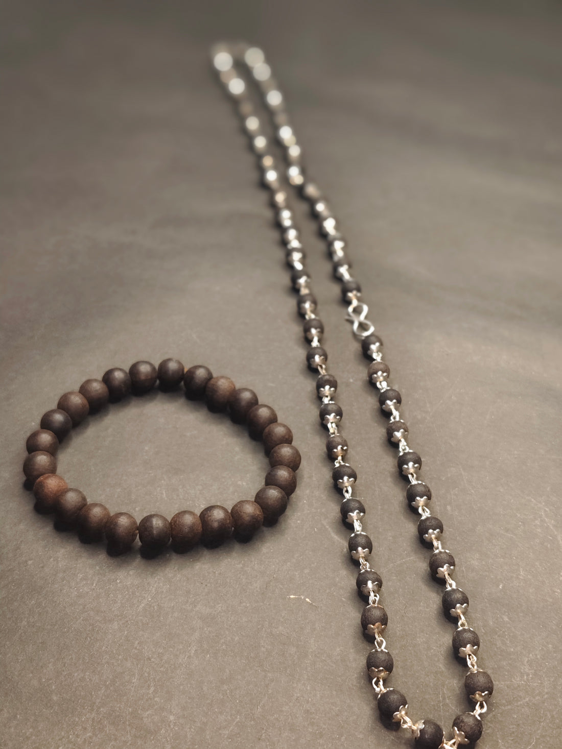 Karungali Twin Blessings – Ebony Mala Combo (Karungali Malai Black Ebony Mala + Divine Ebony Wood Karungali )