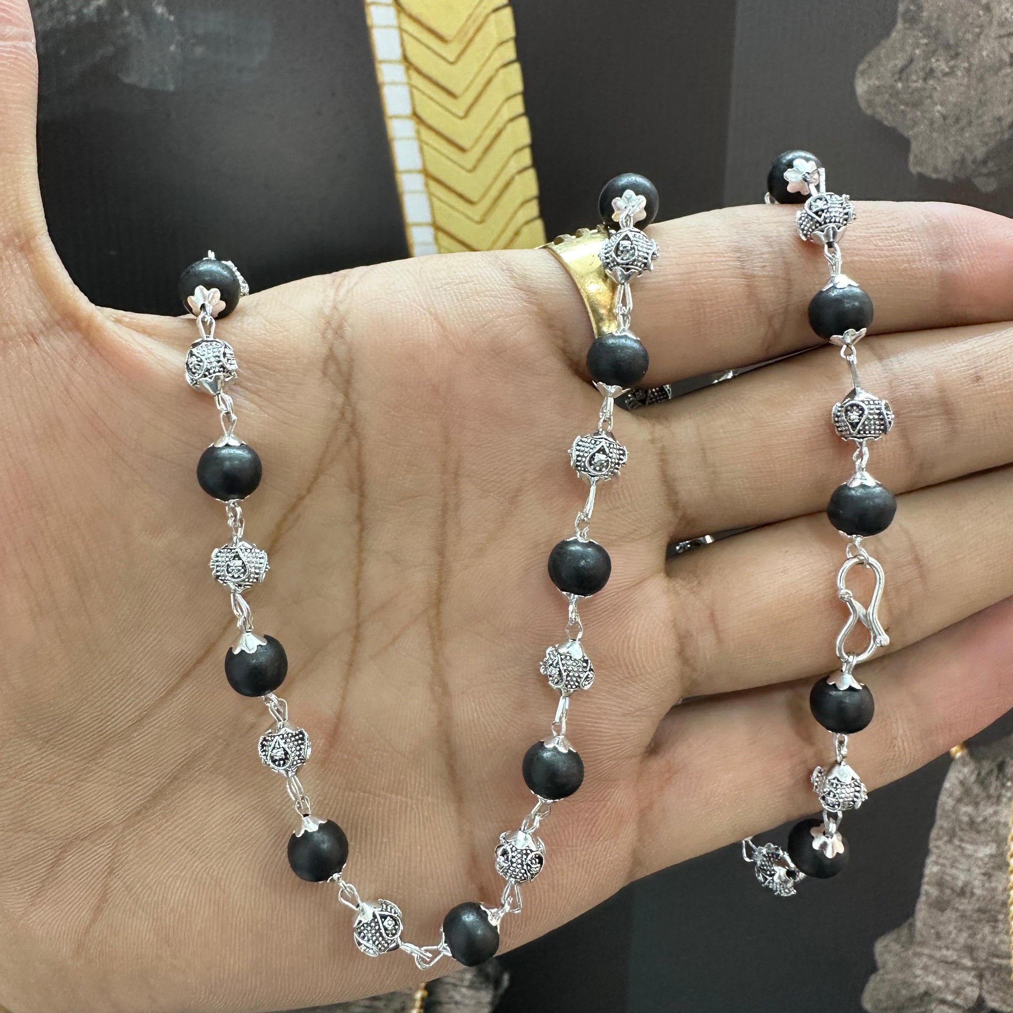 ✨ Divine Karungali Mala with Silver Caps 🌿🕉️