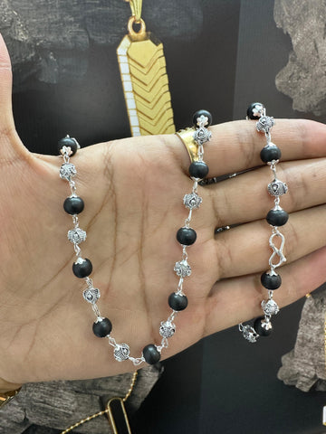 ✨ Divine Karungali Mala with Silver Caps 🌿🕉️