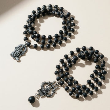 Karungali Mala Combo — Murugan  &  Trishul Locket | Black Ebony Beads