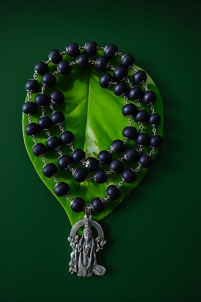 🔱 Karungali Mala with Murugan Locket — Black Ebony